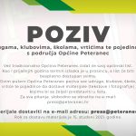 Poziv  udrugama, klubovima, školama, vrtićima te pojedincima s područja Općine Peteranec