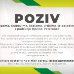 POZIV udrugama, klubovima, školama, vrtićima te pojedincima s područja Općine Peteranec