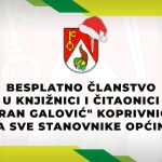Obavijest o besplatnom članstvu u Knjižnici i čitaonici „Fran Galović“ Koprivnica i korištenju usluga bibliobusa za sve stanovnike